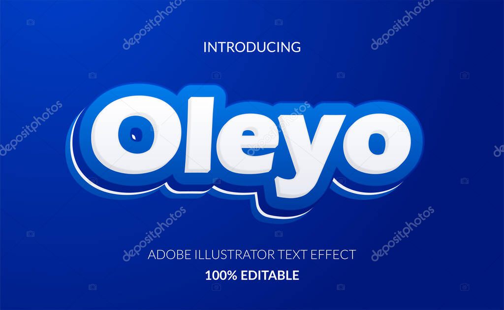 Blue and white color for biscuit cream logo text effect. adobe illustrator full editable text effect