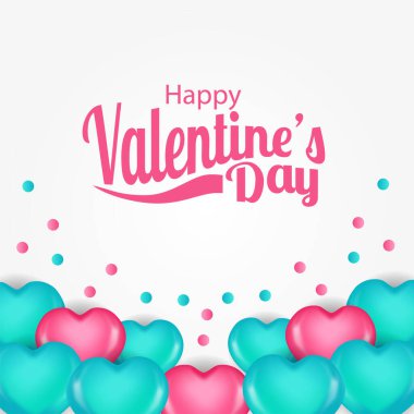 Güzel 3D kalp şekli toska ve poster afişi için pembe illüstrasyon Sevgililer Günü şablonu