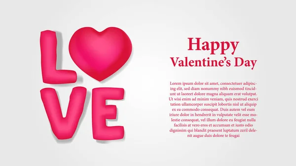 Różowy Miłość Tekst Usłyszeć Kształt Ilustracja Białym Tle Dla Walentynki — Wektor stockowy