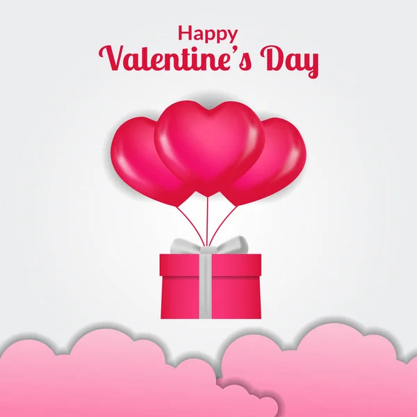 Volant Ballon Coeur Hélium Apporter Boîte Cadeau Saint Valentin Avec — Image vectorielle