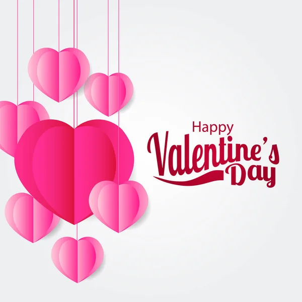 Güzel Pembe Kalp Şekilli Kağıt Sanatı Aşk Romantizm Sevgililer Günü — Stok Vektör