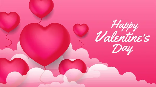 Édes Szív Alakú Illusztráció Felhővel Rózsaszín Háttér Szerelem Romantika Valentin — Stock Vector