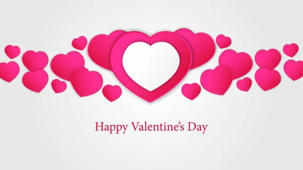 Pink Heart Shape Illustration White Background Poster Banner Valentine Day — Stock Vector