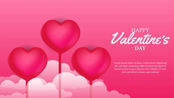 Illustration Forme Coeur Douce Avec Nuage Fond Rose Pour Romance — Image vectorielle