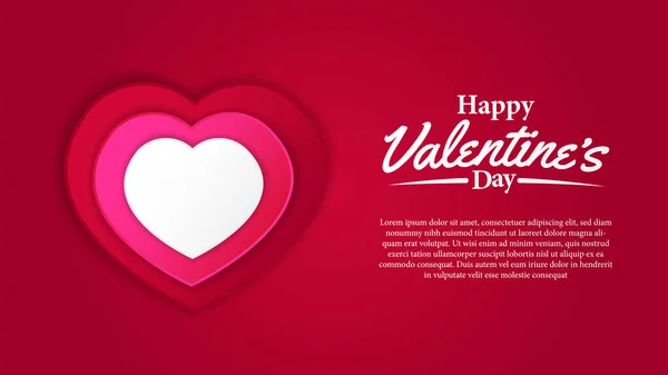 Flyer Poster Template Valentine Day Illustration Heart Shape Red Background — Stock Vector