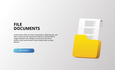 3d belge kağıt dosyaları teknoloji arşivi nesne 3d çarpıcı simge ofis