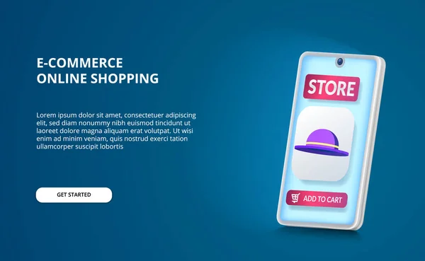 Αγοράζουν Online Καταστήματα Λιανικής Πώλησης Εφαρμογή Ηλεκτρονικού Εμπορίου Και Καπέλο — Διανυσματικό Αρχείο