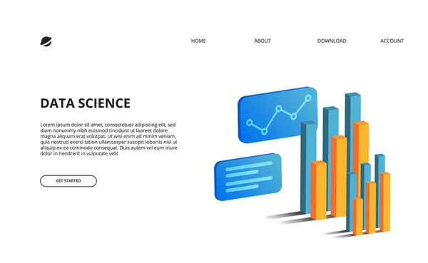 Isometrische Perspektivische Darstellung Von Balkendiagrammen Und Statistiken Für Unternehmenspräsentation Und — Stockvektor