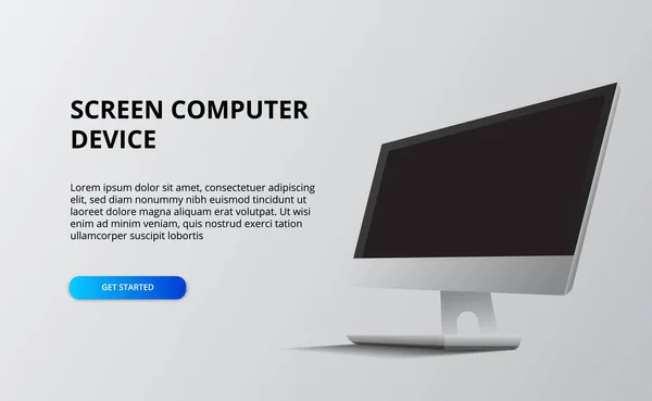 Schermo Del Computer Display Desktop Mockup Prodotto Dispositivo Isometrico Landing — Vettoriale Stock