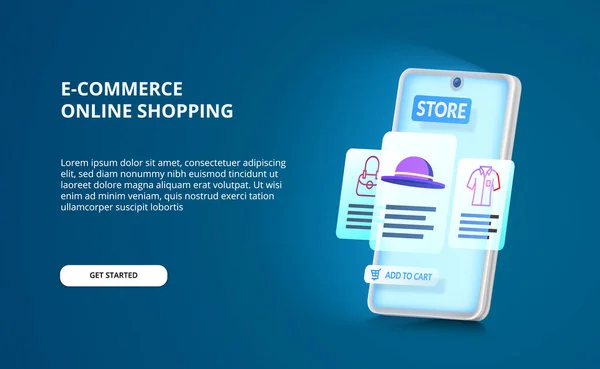 Οπτική Smartphone Σχεδιασμό Του Commerce Online Shopping App Μπλε Οθόνη — Διανυσματικό Αρχείο