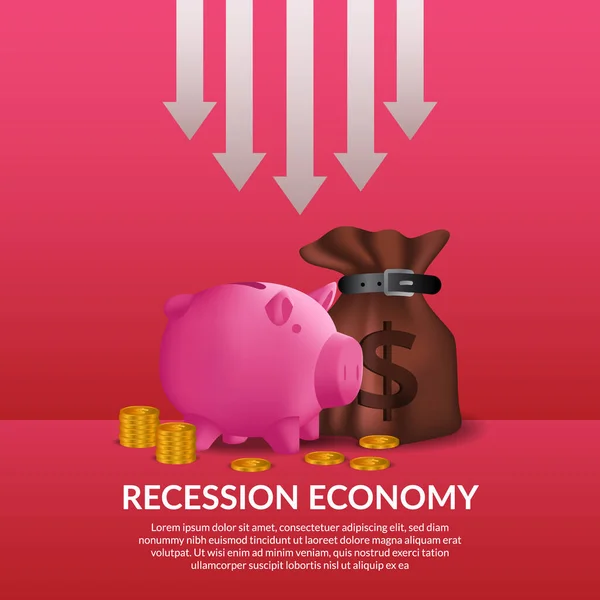 Кризис Бизнес Финансирования Рецессия Мировой Экономики Инфляция Банкротство Падение Рынка — стоковый вектор