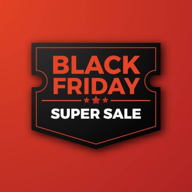 Retro baskı Kara Cuma süper satışı kırmızı renkli etiket şablonu.