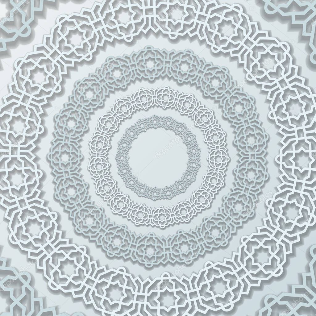 circular radial round decoration mandala arabian and india pattern ornament with white elegant color