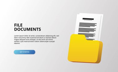 Dizin kurumsal yönetimi için beyaz arkaplana sahip 3d dosya dosya illüstrasyon kavramı