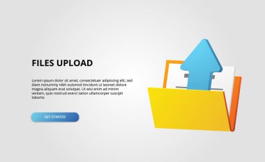 3d açık dizin beyaz arkaplan ile dosya belgesi yükleme ok illüstrasyon veri transfer bellek kavramı içerir