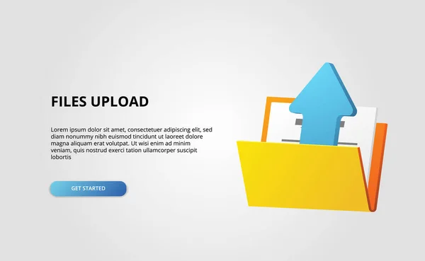 Dossier Ouvert Contient Document Fichier Upload Flèche Illustration Transfert Données — Image vectorielle