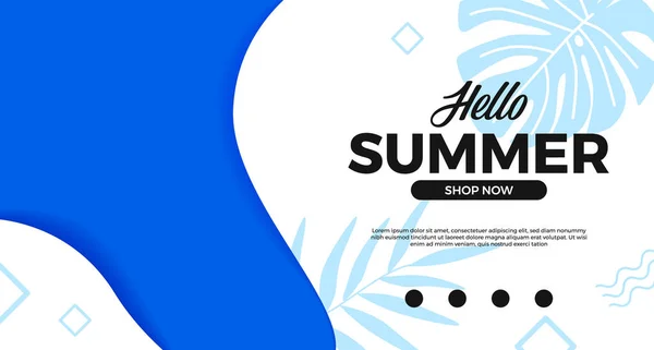 Olá Venda Verão Oferta Banner Promoção Com Forma Curva Onda — Vetor de Stock