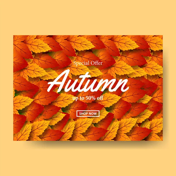 Herfst Herfst Volledige Overdekte Bladeren Verkoop Vloer Bieden Poster Promotie — Stockvector