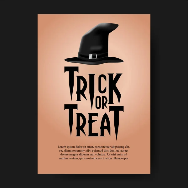 Truco Trato Para Halloween Con Ilustración Del Cartel Del Sombrero — Vector de stock