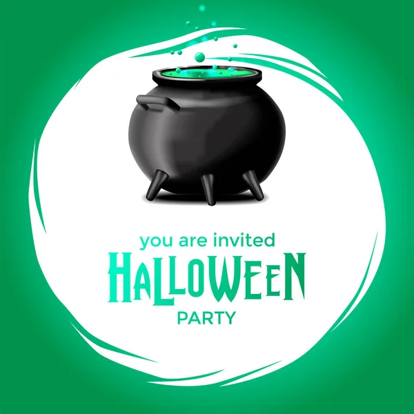 Banner Vorlage Für Die Halloween Party Mit Kreisrahmen Und Illustration — Stockvektor