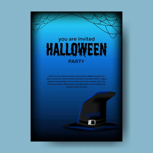 Plantilla Cartel Invitación Fiesta Halloween Con Sombrero Asistente — Archivo Imágenes Vectoriales
