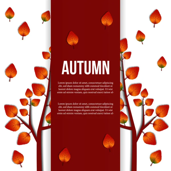 Feuilles Arbre Automne Automne Fond Carte Voeux — Image vectorielle