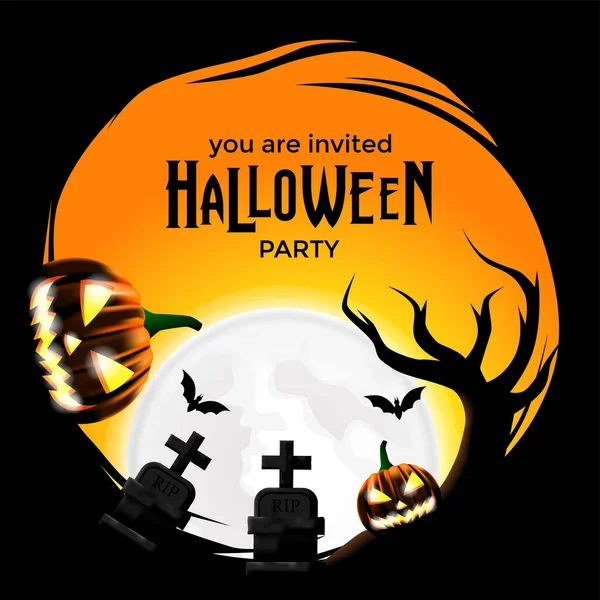 Halloween Festa Truque Tratar Evento Celebração Banner Cartaz Com Ilustração — Vetor de Stock