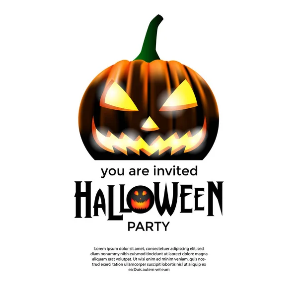 Halloween Party Invitation Card Pumpkin Jack Lantern — Stock Vector