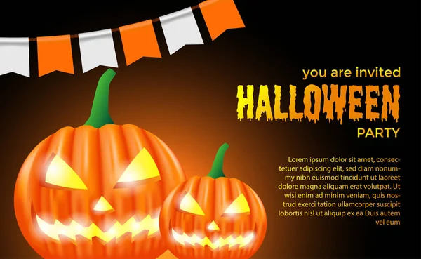 Halloween Invitation Party Illustration Jack Lantern Flag — 스톡 벡터