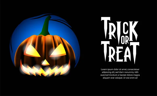 Trick Treat Halloween Fête Bannière Invitation Avec Illustration Citrouille Jack — Image vectorielle