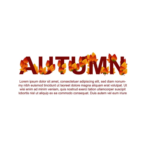 Automne Automne Rouge Texte Typographie — Image vectorielle