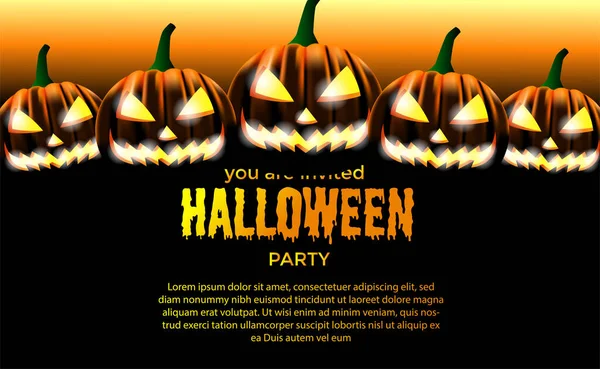 Halloween Espeluznante Jack Linterna Plantilla Banner Calabaza — Vector de stock