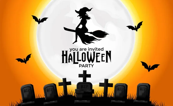 Halloween Festa Truque Tratar Evento Celebração Cartaz Banner Com Ilustração — Vetor de Stock