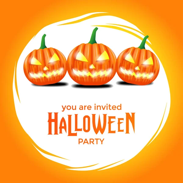 Halloween Parti Banner Mall Med Cirkel Ram Och Illustration Orange — Stock vektor