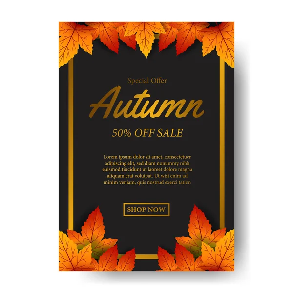 Otoño Otoño Hojas Venta Oferta Cartel Promoción Evento Plantilla Con — Vector de stock