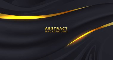 Lüks siyah arka plan ipek kumaş işi modern ve altın çizgili.