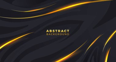 dalga akışkan siyah lüks arka plan altın çizgili modern minimalizm