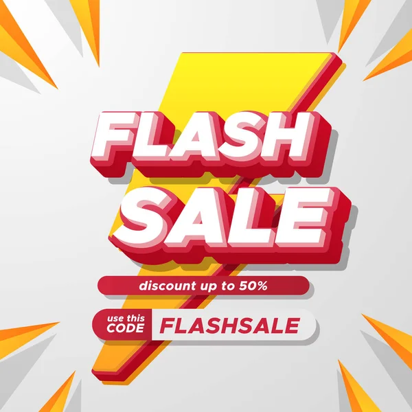 Flash Πώληση Έκπτωση Διαφήμιση Promo Κείμενο Και Κίτρινο Και Κόκκινο — Διανυσματικό Αρχείο