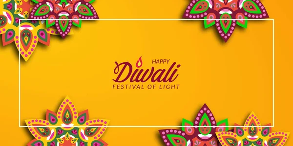 Diwali Festival Urlaub Design Mit Papier Geschnitten Stil Der Indischen — Stockvektor