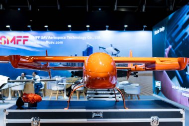 Dubai, UAE- 09.10.2025: İHA 'ların çeşitli amaçlarla sergilendiği bir sergi, İHA' lar kapanıyor, Verti Expo Dubai. Yüksek kalite fotoğraf