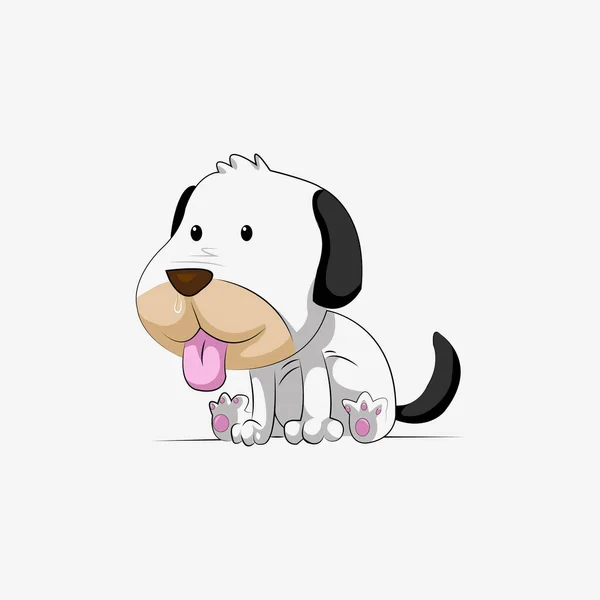 Cartoon Cute White Puppy Vector — Stock Vector