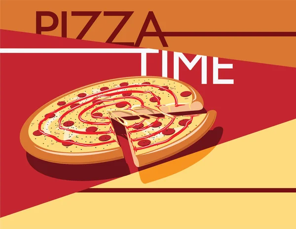 Restoran menüsü için pizza illüstrasyonu, Vektör.