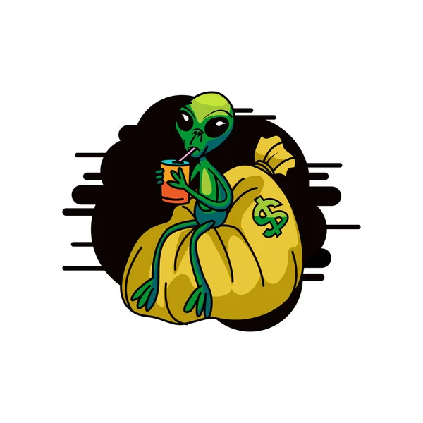 Uzaylılar ve bir çanta dolusu para, Uzaylılar bir yığın paranın üstünde içiyorlar, Vector..