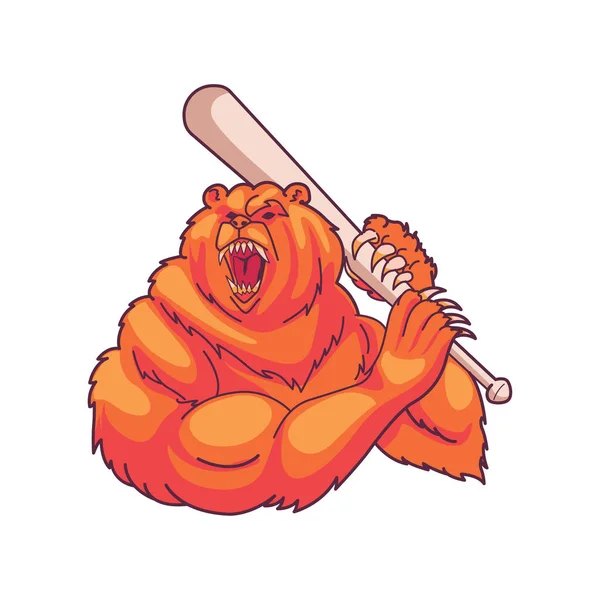 Orso Con Bastoni Baseball Logo Sportivo Baseball Vectror — Vettoriale Stock