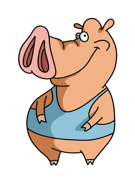 Pozowanie kreskówka ładny świnia — Wektor stockowy