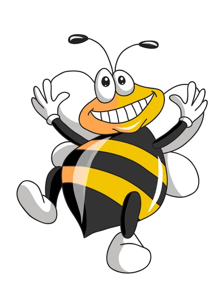 Bee cartoon vliegen — Stockvector