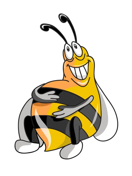 Schattig Bee cartoon vliegen van illustratie — Stockvector