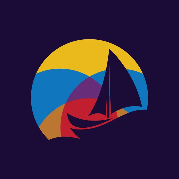 Logotipo Vela Dirección Del Barco Onda Ilustración Vectorial Conceptual Diseño — Vector de stock