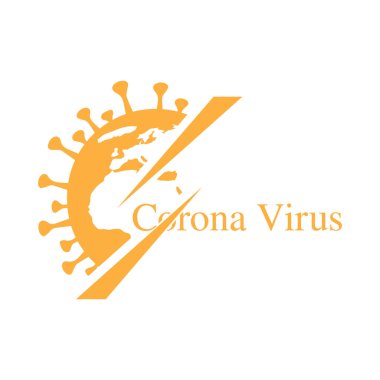 COVID-19 Coronavirus Yazıt Tasarım Logosu Konsepti. Vektör illüstrasyonu