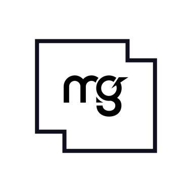 MG Harf Logosu Tasarımı. Baş harfler MG logo simgesi. Soyut harf MG M G minimal logo tasarım şablonu. Siyah renkli M G harfi tasarım vektörü. mg logosu.